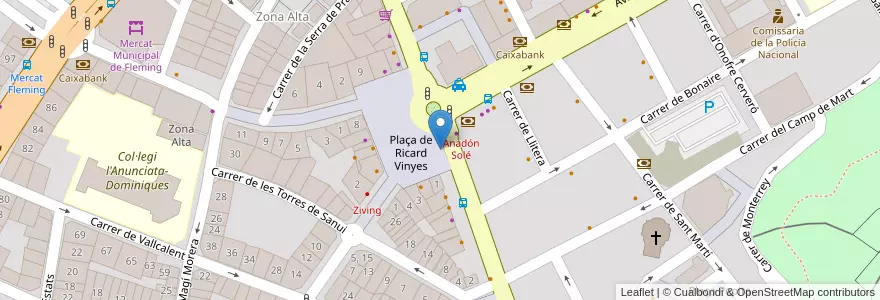 Mapa de ubicacion de Parking Ricard Vinyes en España, Catalunya, Lleida, Segrià, Lleida.
