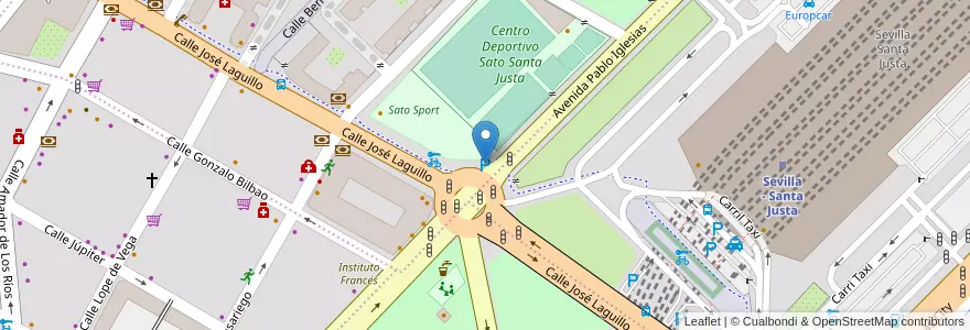 Mapa de ubicacion de Parking Sato Sport en スペイン, アンダルシア州, Sevilla, セビリア.