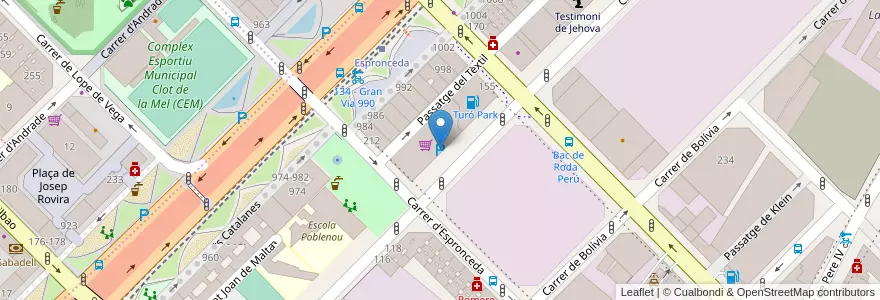 Mapa de ubicacion de Parking supermercat Mercadona en İspanya, Catalunya, Barcelona, Barcelonès, Barcelona.