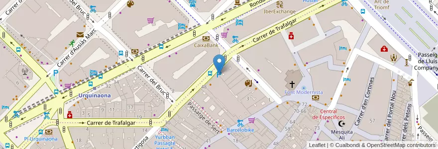 Mapa de ubicacion de Parking Trafalgar en 西班牙, Catalunya, Barcelona, Barcelonès, Barcelona.