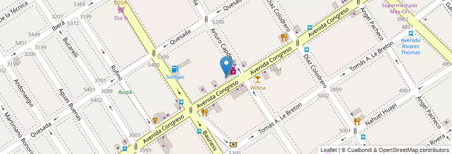 Mapa de ubicacion de Parma Propiedades, Villa Urquiza en Аргентина, Буэнос-Айрес, Comuna 12, Буэнос-Айрес.