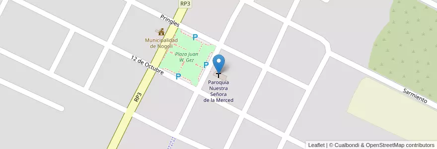 Mapa de ubicacion de Paroquia Nuestra Señora de la Merced en アルゼンチン, サンルイス州, Belgrano, Comisión Municipal De Nogolí.