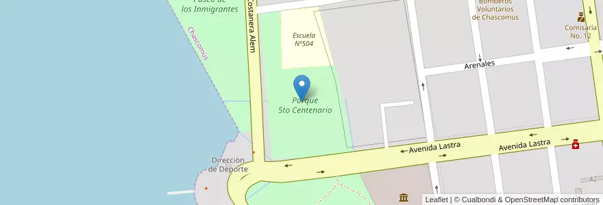 Mapa de ubicacion de Parque 5to Centenario en Argentina, Provincia Di Buenos Aires, Partido De Chascomús.
