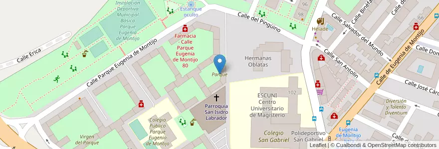 Mapa de ubicacion de Parque en اسپانیا, بخش خودمختار مادرید, بخش خودمختار مادرید, Área Metropolitana De Madrid Y Corredor Del Henares, مادرید.