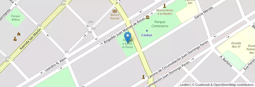 Mapa de ubicacion de Parque a Saltar la Pared en 阿根廷, 布宜诺斯艾利斯省, Partido De Guaminí, Casbas.