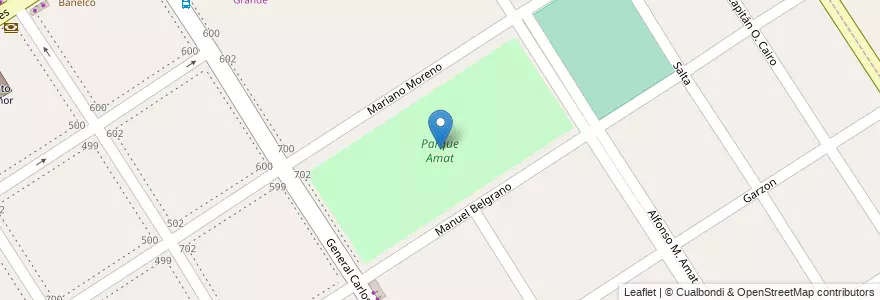 Mapa de ubicacion de Parque Amat en アルゼンチン, ブエノスアイレス州, Partido De Esteban Echeverría, Monte Grande.