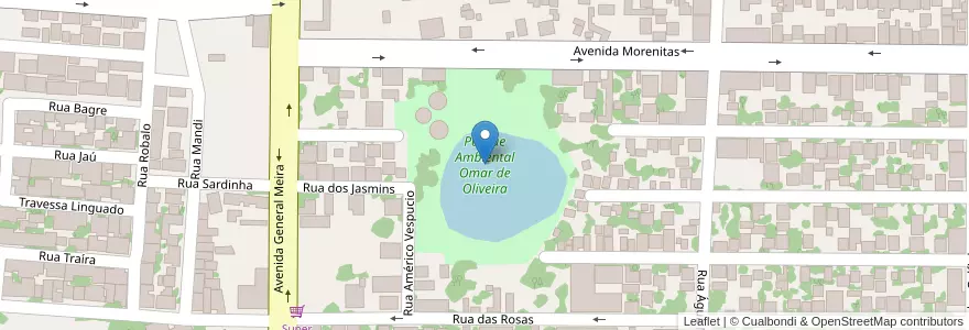 Mapa de ubicacion de Parque Ambiental Omar de Oliveira en ブラジル, 南部地域, パラナ, Região Geográfica Intermediária De Cascavel, Microrregião Foz Do Iguaçu, Foz Do Iguaçu.