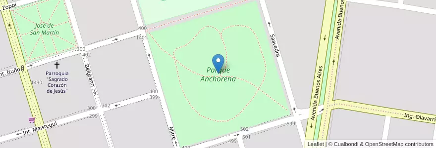 Mapa de ubicacion de Parque Anchorena en Argentina, Provincia Di Buenos Aires, Partido De General Madariaga.