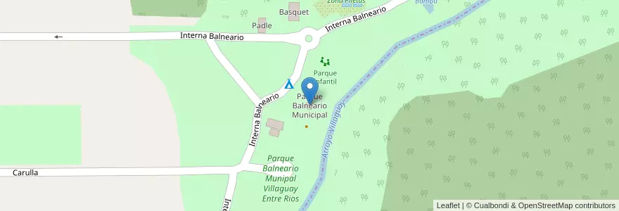 Mapa de ubicacion de Parque Balneario Municipal en Arjantin, Entre Ríos, Departamento Villaguay, Distrito Lucas Al Sud.