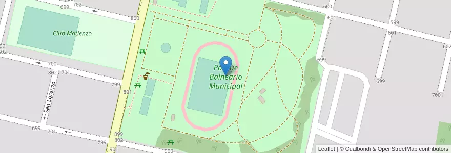 Mapa de ubicacion de Parque Balneario Municipal en 아르헨티나, Santa Fe, Departamento General López, Municipio De Rufino.