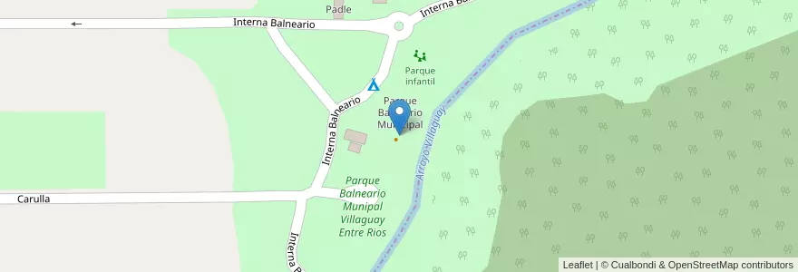 Mapa de ubicacion de Parque Balneario Munipal Villaguay Entre Rios en 阿根廷, 恩特雷里奥斯省, Departamento Villaguay, Distrito Lucas Al Sud.