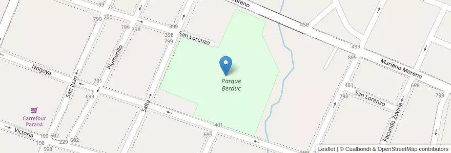 Mapa de ubicacion de Parque Berduc en アルゼンチン, エントレ・リオス州, Departamento Paraná, Distrito Sauce, Paraná, Paraná.