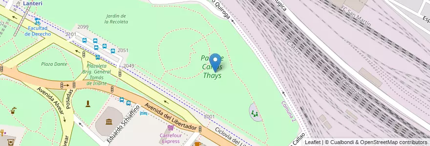 Mapa de ubicacion de Parque Carlos Thays, Retiro en 아르헨티나, Ciudad Autónoma De Buenos Aires, Comuna 1, 부에노스아이레스.