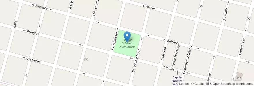Mapa de ubicacion de Parque Ceferino Namuncura en الأرجنتين, سانتا في, Departamento Las Colonias, Municipio De Esperanza.