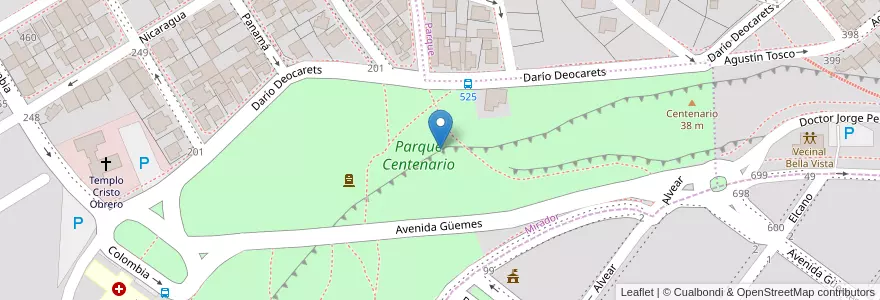 Mapa de ubicacion de Parque Centenario en 아르헨티나, 산타크루스주, 칠레, Mirador, Deseado, Caleta Olivia.