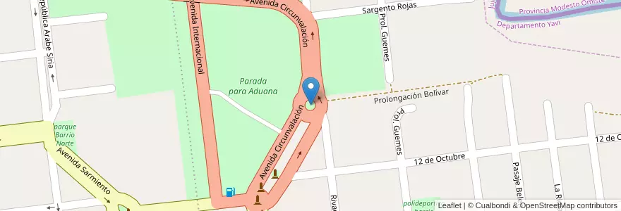 Mapa de ubicacion de parque circunvación en الأرجنتين, Jujuy, Departamento Yavi, Municipio De La Quiaca, La Quiaca.