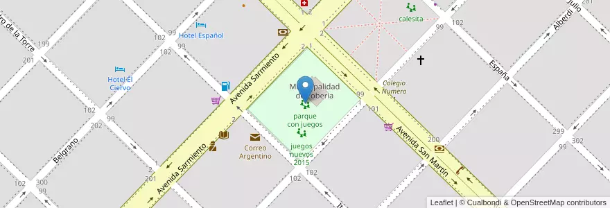 Mapa de ubicacion de parque con juegos en Argentine, Province De Buenos Aires, Partido De Lobería, Lobería.