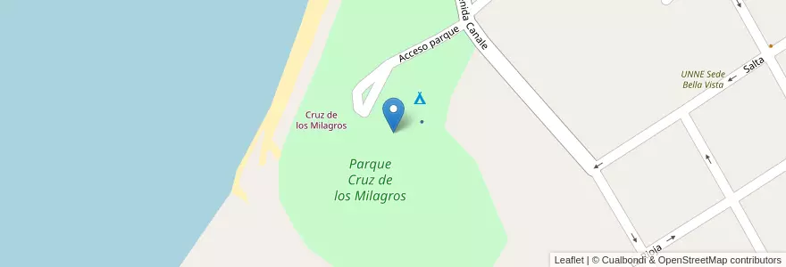 Mapa de ubicacion de Parque Cruz de los Milagros en アルゼンチン, コリエンテス州, Departamento Bella Vista, Municipio De Bella Vista.