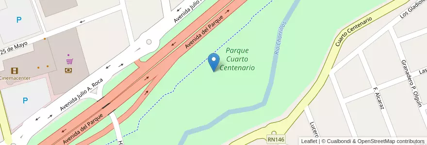 Mapa de ubicacion de Parque Cuarto Centenario en アルゼンチン, サンルイス州, Juan Martín De Pueyrredón, Municipio De San Luis, San Luis.