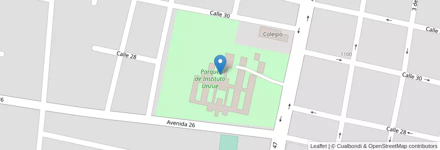 Mapa de ubicacion de Parque de Instituto Unzue en Argentina, Buenos Aires, Partido De Mercedes, Mercedes.