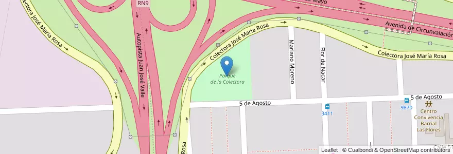 Mapa de ubicacion de Parque de la Colectora en 아르헨티나, Santa Fe, Departamento Rosario, Municipio De Rosario, 로사리오.