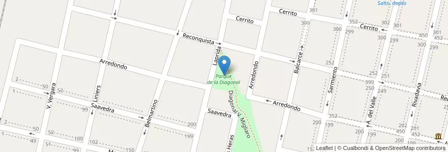 Mapa de ubicacion de Parque de la Diagonal en الأرجنتين, بوينس آيرس, Partido De Salto.