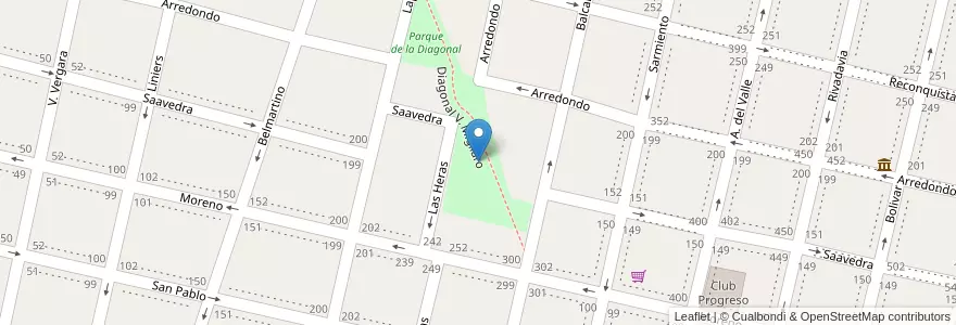 Mapa de ubicacion de Parque de la Diagonal en アルゼンチン, ブエノスアイレス州, Partido De Salto.