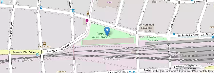 Mapa de ubicacion de Parque de la Estación, Almagro en Argentinië, Ciudad Autónoma De Buenos Aires, Comuna 5, Buenos Aires.