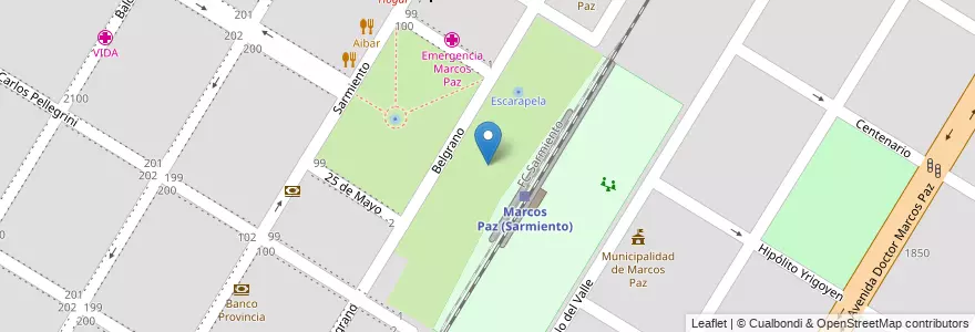 Mapa de ubicacion de Parque de la Estación en الأرجنتين, بوينس آيرس, Partido De Marcos Paz, Marcos Paz.