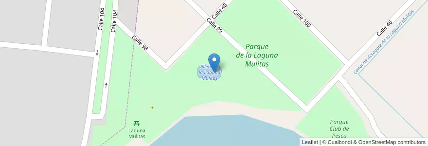 Mapa de ubicacion de Parque de la Laguna Mulitas en Аргентина, Буэнос-Айрес, Partido De Veinticinco De Mayo.
