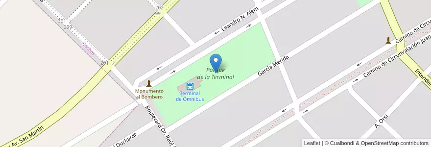 Mapa de ubicacion de Parque de la Terminal en Argentine, Province De Buenos Aires, Partido De Guaminí, Casbas.