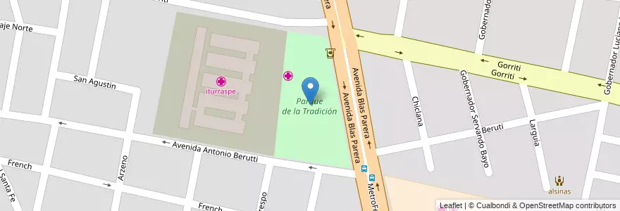 Mapa de ubicacion de Parque de la Tradición en آرژانتین, سانتافه, Departamento La Capital, Santa Fe Capital, سانتافه.