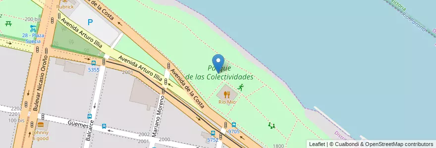 Mapa de ubicacion de Parque de las Colectividades en アルゼンチン, サンタフェ州, Departamento Rosario, Municipio De Rosario.