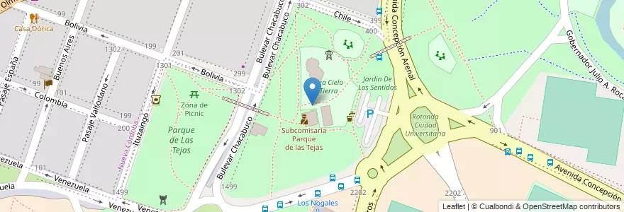 Mapa de ubicacion de Parque de Las Tejas en آرژانتین, Córdoba, Departamento Capital, Pedanía Capital, Córdoba, Municipio De Córdoba.