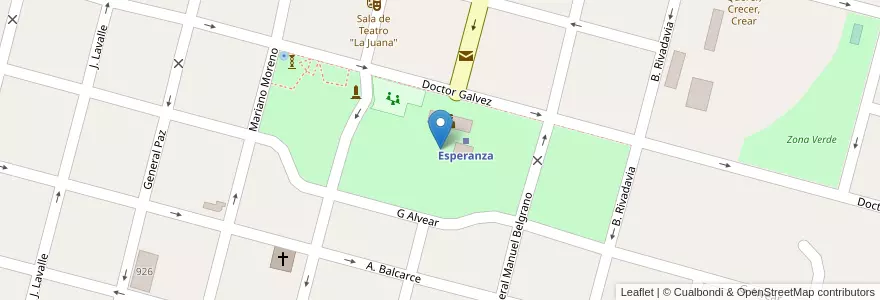 Mapa de ubicacion de Parque de los Inmigrantes en Arjantin, Santa Fe, Departamento Las Colonias, Municipio De Esperanza, Esperanza.