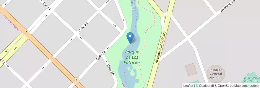Mapa de ubicacion de Parque de Los Patricios en 阿根廷, 布宜诺斯艾利斯省, Partido De General Alvarado, Miramar.