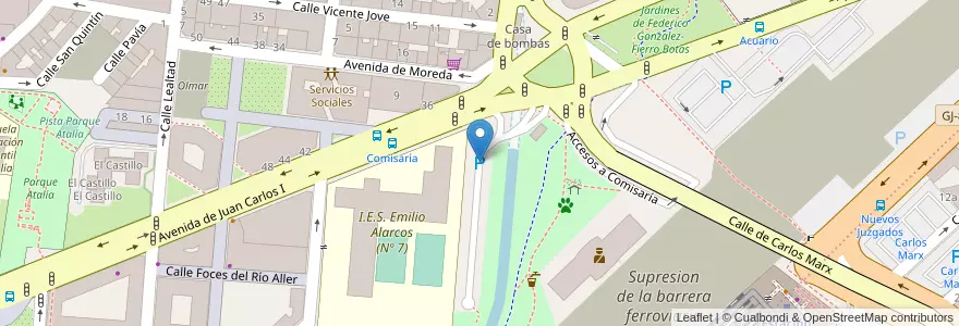 Mapa de ubicacion de Parque de Moreda en スペイン, アストゥリアス州, アストゥリアス州, Gijón/Xixón.