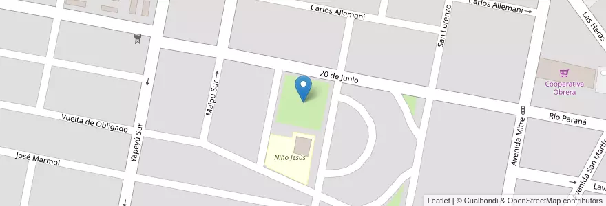 Mapa de ubicacion de Parque de Pincho - Parco di Pinocchio - Plaza Barrio Muner en アルゼンチン, リオネグロ州, Departamento General Roca, Villa Regina.
