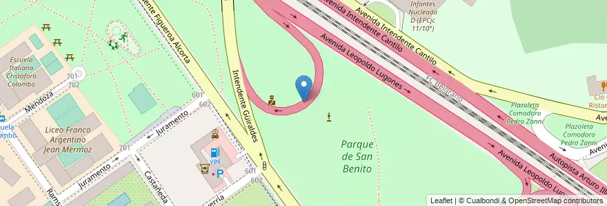 Mapa de ubicacion de Parque de San Benito, Palermo en آرژانتین, Ciudad Autónoma De Buenos Aires, Buenos Aires, Comuna 13.