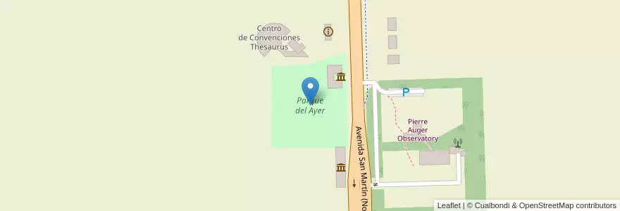Mapa de ubicacion de Parque del Ayer en Arjantin, Şili, Mendoza, Departamento Malargüe, Distrito Ciudad De Malargüe.