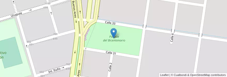 Mapa de ubicacion de Parque del Bicentenario en Argentina, Buenos Aires, Partido De General Madariaga.