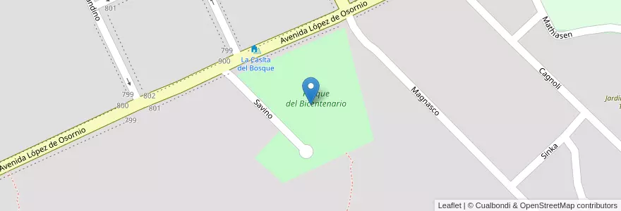 Mapa de ubicacion de Parque del Bicentenario en 아르헨티나, 부에노스아이레스주, Partido De Tandil, Tandil.
