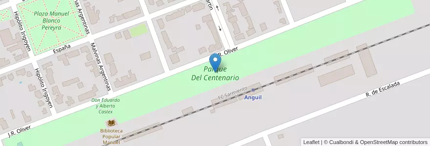 Mapa de ubicacion de Parque Del Centenario en アルゼンチン, ラ・パンパ州, Departamento Capital, Municipio De Anguil, Anguil.