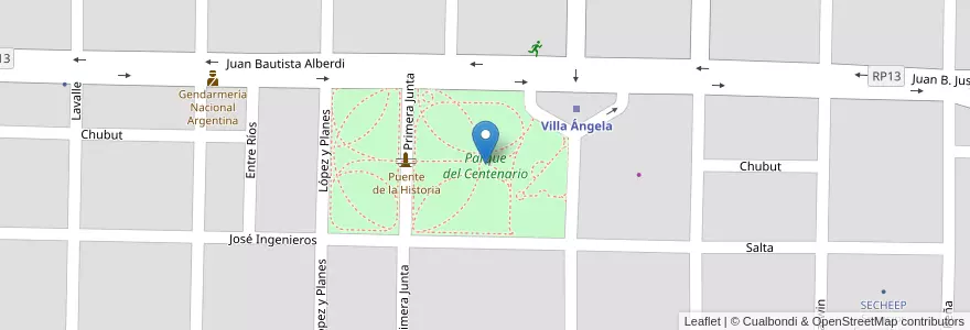 Mapa de ubicacion de Parque del Centenario en 阿根廷, Chaco, Departamento Mayor Luis Jorge Fontana, Municipio De Villa Ángela, Villa Ángela.