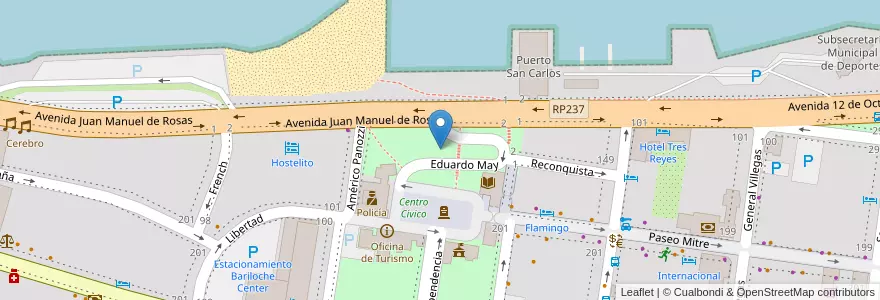 Mapa de ubicacion de Parque del Centro Cívico en 아르헨티나, 칠레, 리오네그로주, Departamento Bariloche, Municipio De San Carlos De Bariloche, San Carlos De Bariloche.