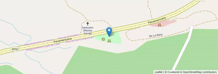 Mapa de ubicacion de Parque del deportista en Arjantin, Şili, Mendoza, Departamento Las Heras, Distrito Las Compuertas, Distrito El Challao, Luján De Cuyo.