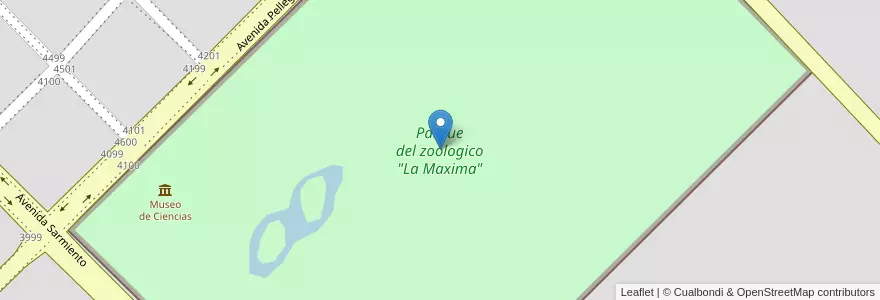 Mapa de ubicacion de Parque del zoologico "La Maxima" en آرژانتین, استان بوئنوس آیرس, Partido De Olavarría, Olavarría.