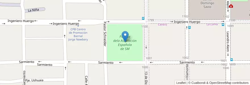 Mapa de ubicacion de Parque dela Asociación Española de SM en アルゼンチン, チュブ州, Departamento Escalante, Comodoro Rivadavia.