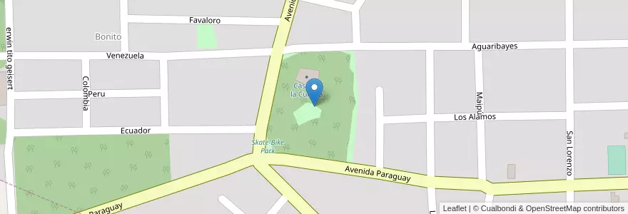 Mapa de ubicacion de Parque Deportivo Recreativo y Circuito Biosaludable Barrio los Azahares en 阿根廷, Misiones, Departamento Montecarlo, Municipio De Montecarlo, Montecarlo.