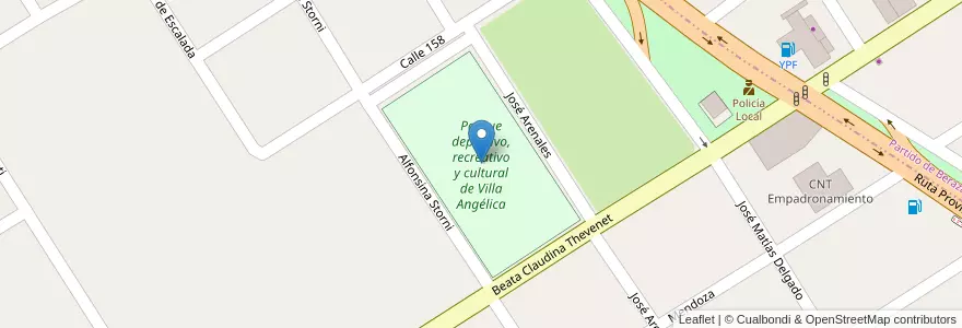 Mapa de ubicacion de Parque deportivo, recreativo y cultural de Villa Angélica en アルゼンチン, ブエノスアイレス州, Partido De Florencio Varela, Florencio Varela.